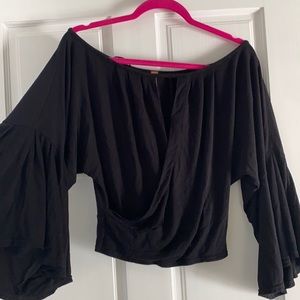Free people off the shoulder black top with big sleeves